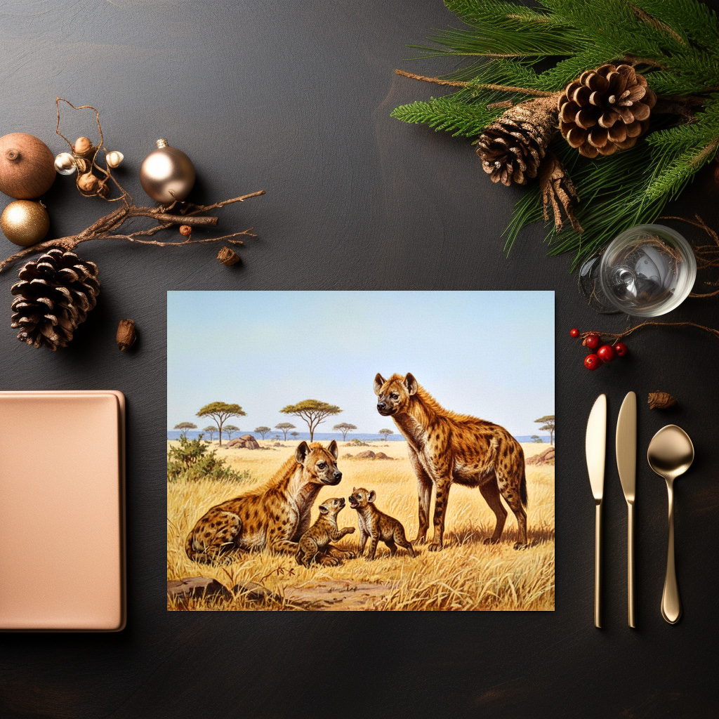 raxxa Premium-Tischset: Hyänen mit Jungtieren in Afrika