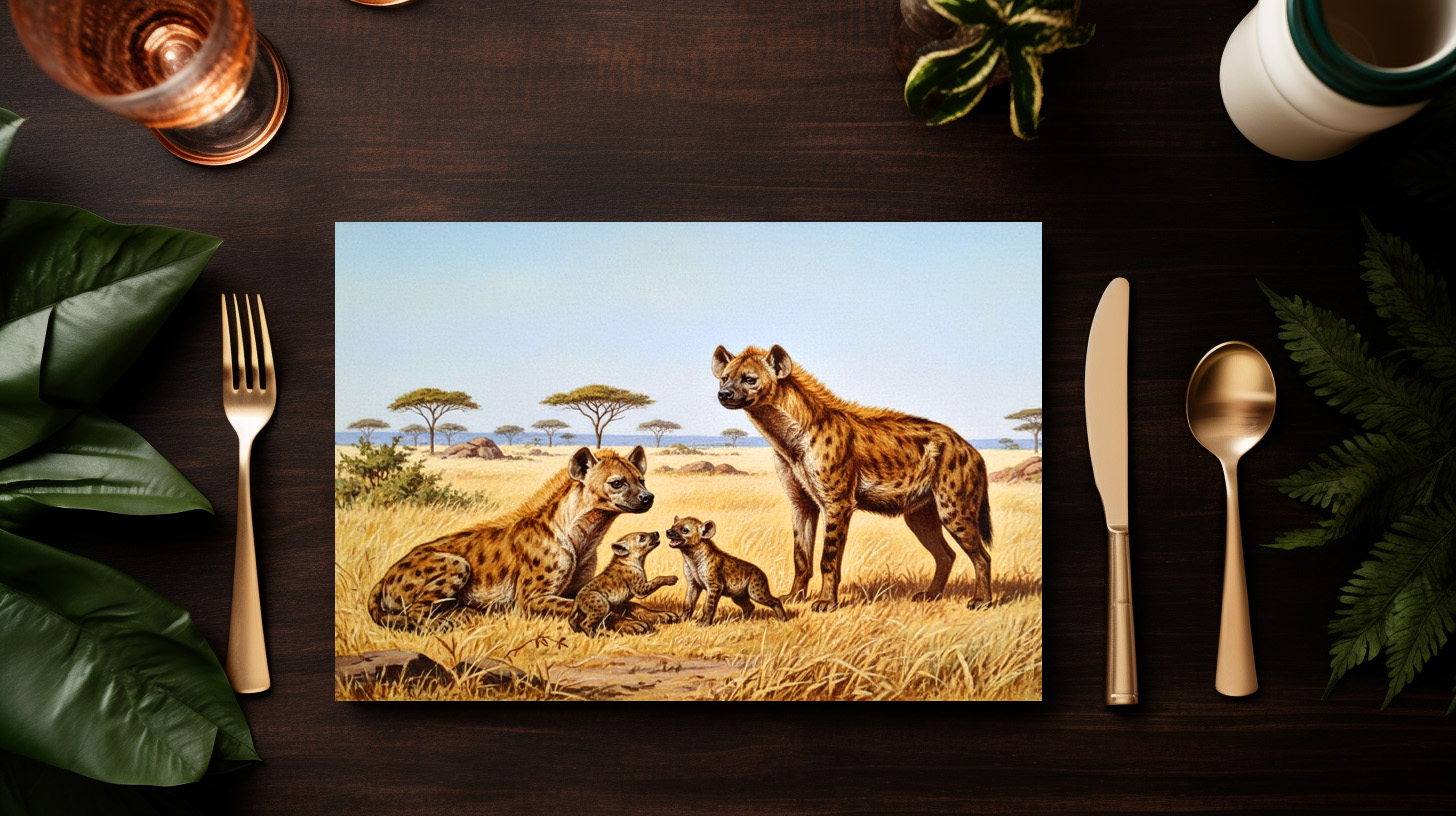 raxxa Premium-Tischset: Hyänen mit Jungtieren in Afrika – Bild 3