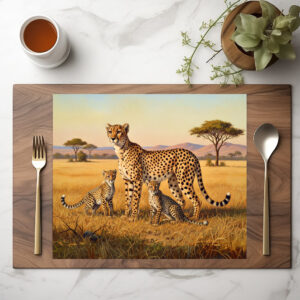 raxxa Premium-Tischset: Gepard mit Jungtieren in Afrika