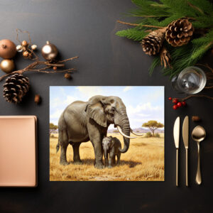 raxxa Premium-Tischset: Afrikanischer Elefant mit Jungtier
