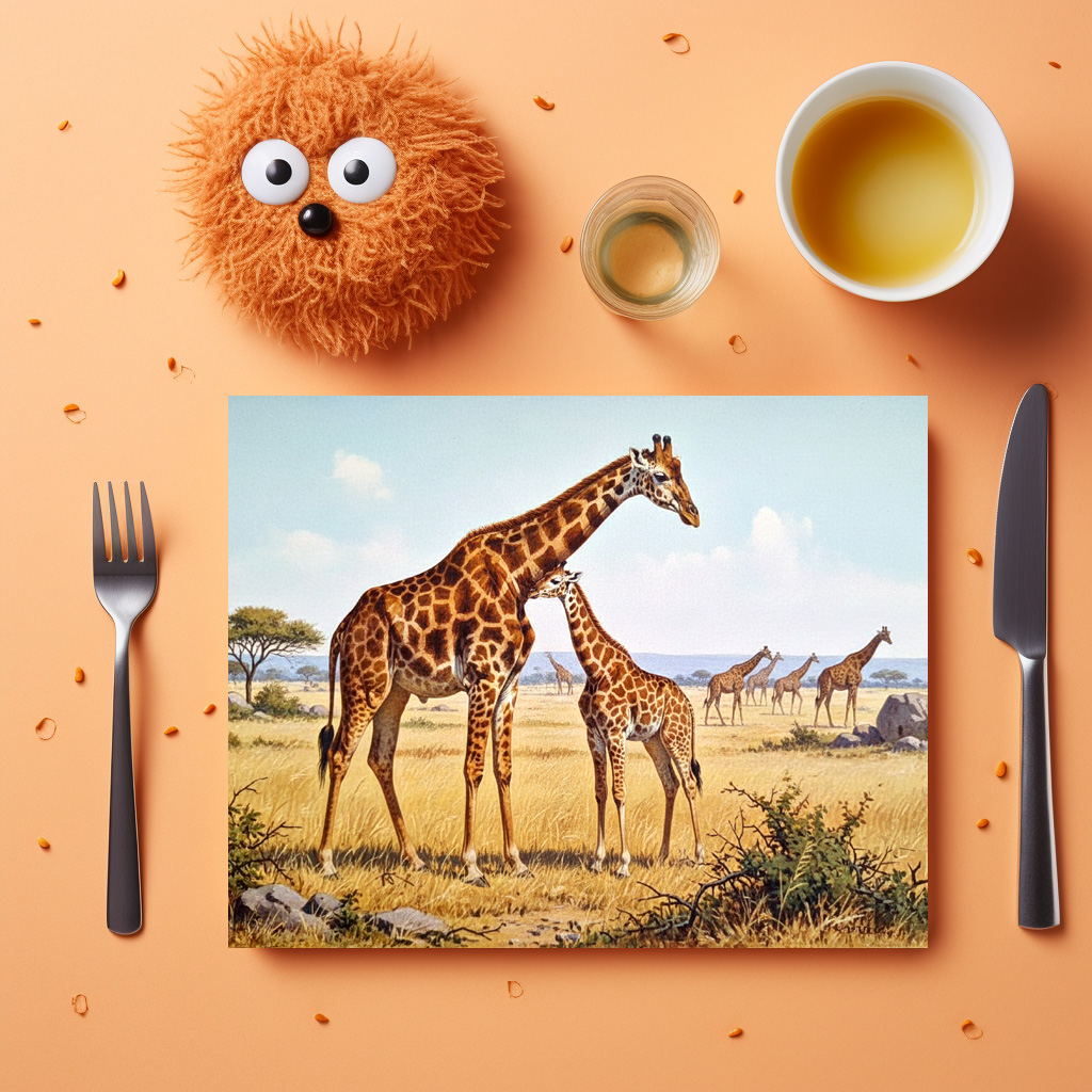 raxxa Premium-Tischset: Giraffen in Afrika mit Jungtier - Image 2