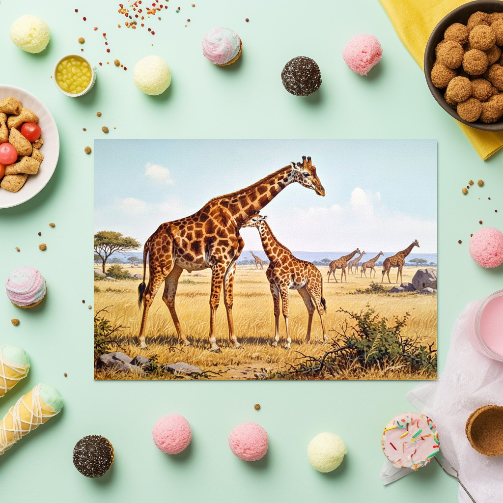 raxxa Premium-Tischset: Giraffen in Afrika mit Jungtier - Image 3