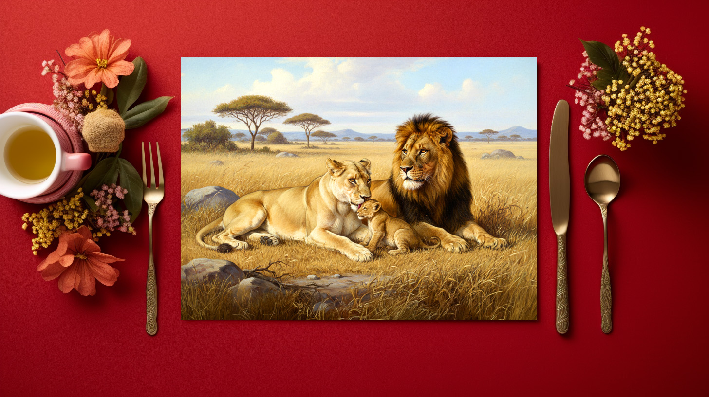 raxxa Premium-Tischset: Löwenfamilie in Afrika