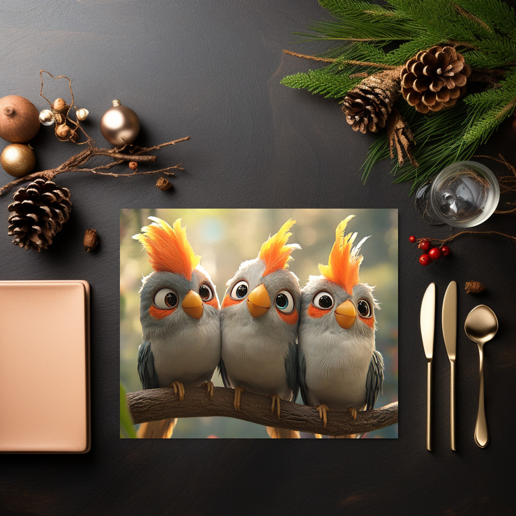 raxxa Premium-Tischset: Niedliche Nymphensittiche - auf einem Ast