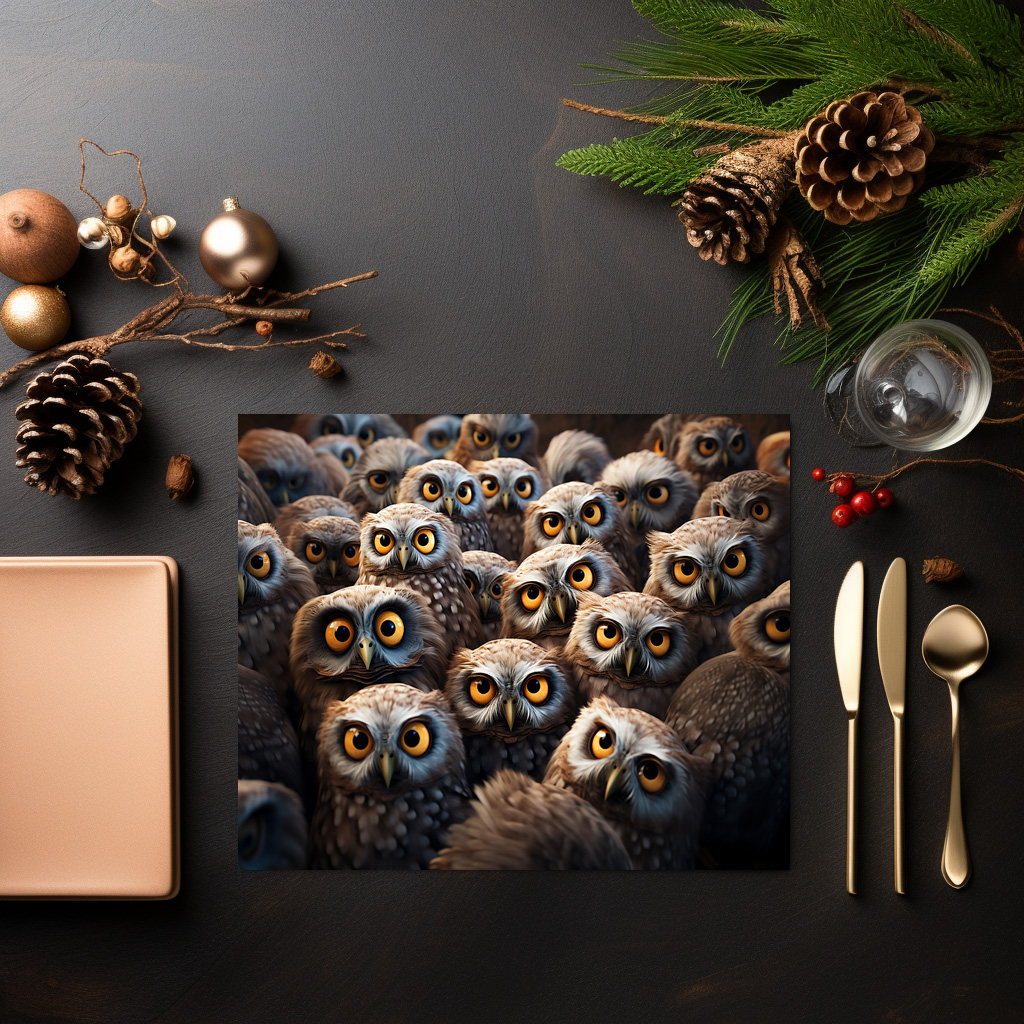 raxxa Premium-Tischset: Gruppenbild mit fröhlichen Eulen – Image 3