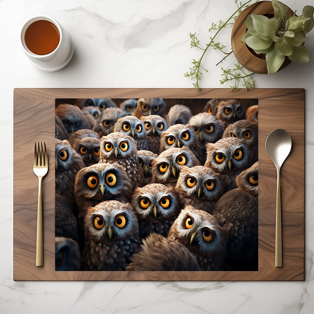 raxxa Premium-Tischset: Gruppenbild mit fröhlichen Eulen – Image 2