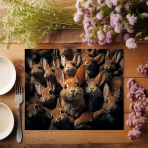 raxxa Premium-Tischset: Gruppenbild mit neugierigen Kaninchen