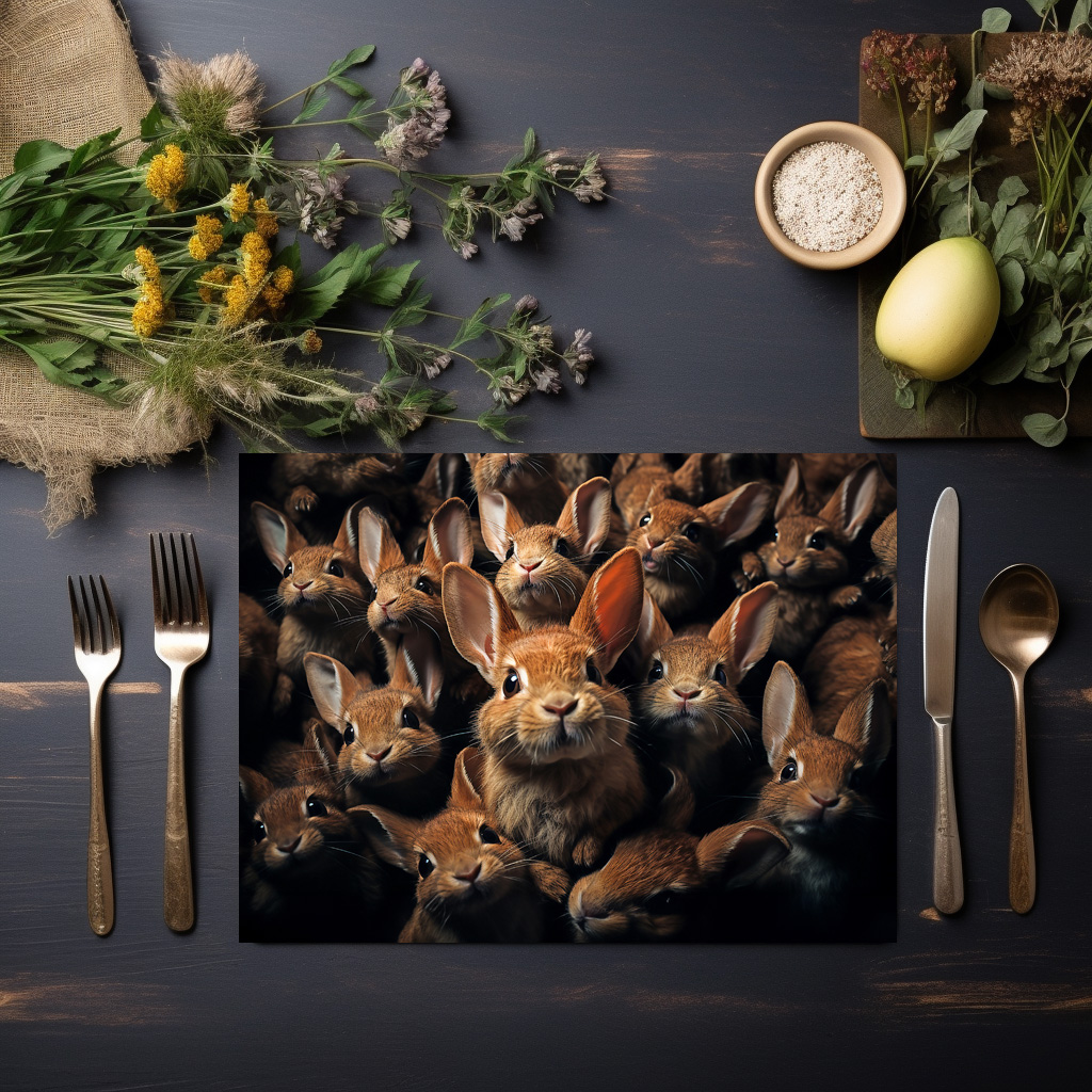 raxxa Premium-Tischset: Gruppenbild mit neugierigen Kaninchen - Image 2