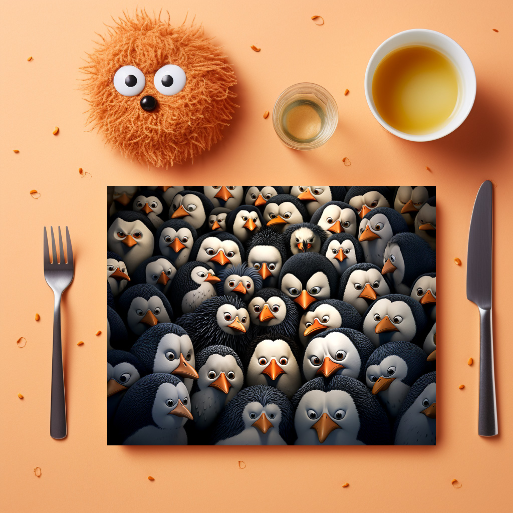 raxxa Premium-Tischset: Gruppenbild mit beobachtenden Pinguinen – Bild 3
