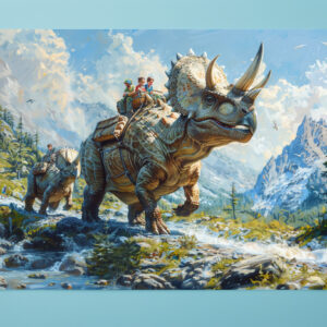 raxxa Premium-Tischset: Dinosaurier Triceratops als Familienauto