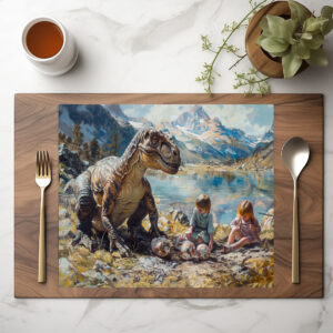 raxxa Premium-Tischset: Dinosaurier mit Kindern und seinem Gelege
