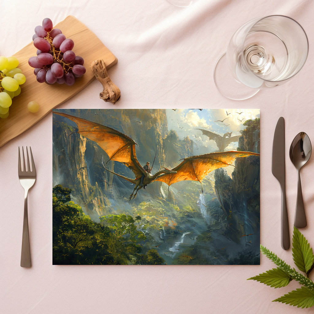 raxxa Premium-Tischset: Auf dem Dinosaurier Pteranodon unterwegs im Flug – Bild 2