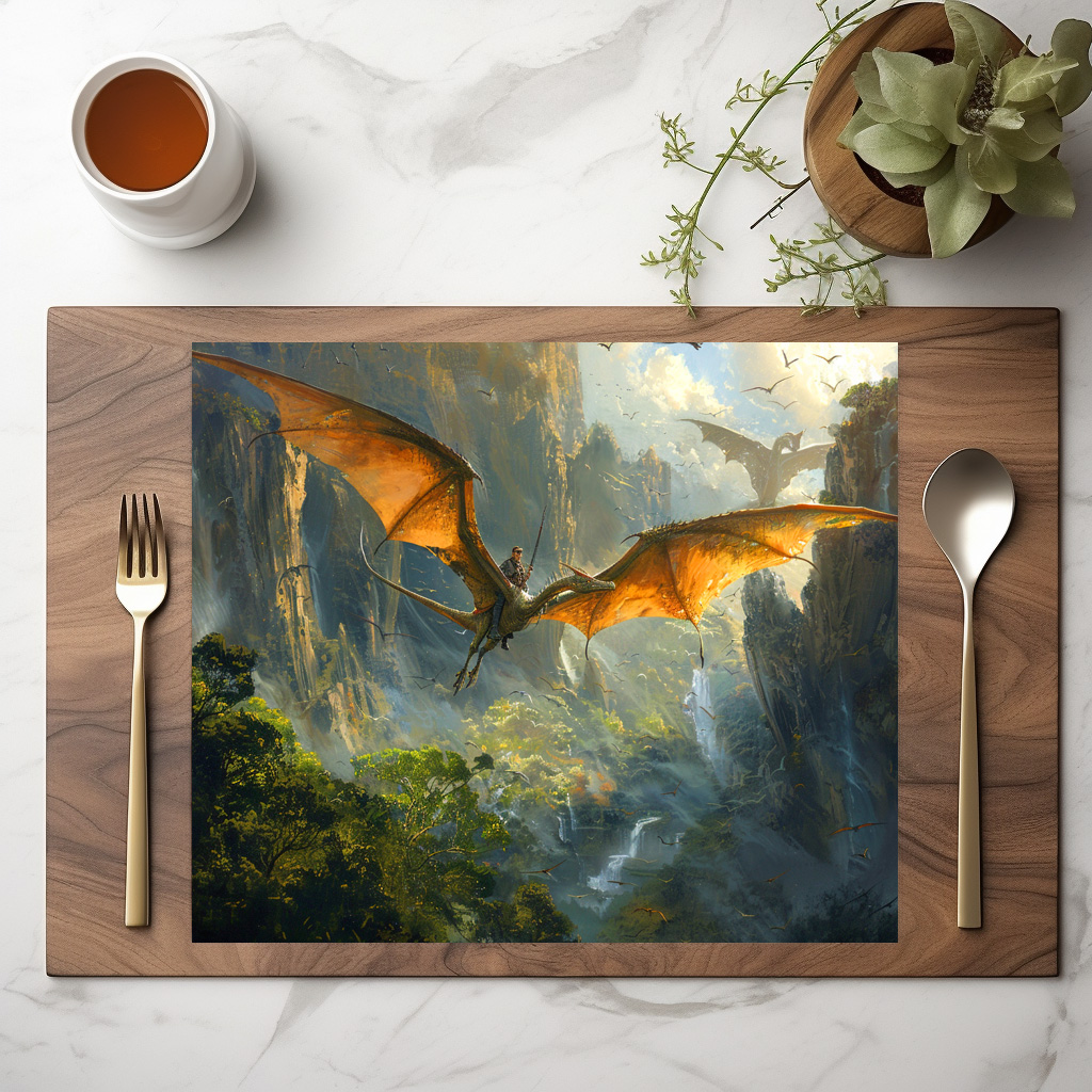 raxxa Premium-Tischset: Auf dem Dinosaurier Pteranodon unterwegs im Flug – Bild 3