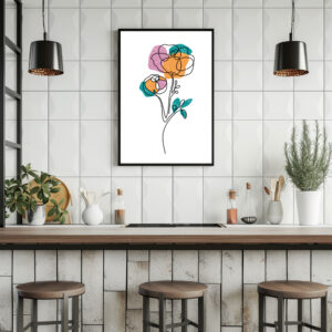 Poster: Lineart Blumen