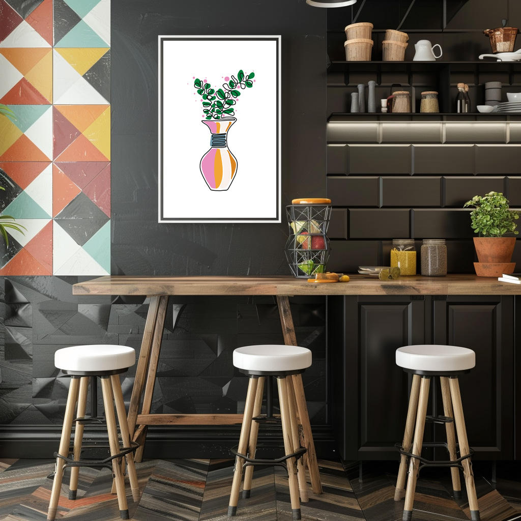 Poster: Vase mit buntem Blumen Design - Image 2