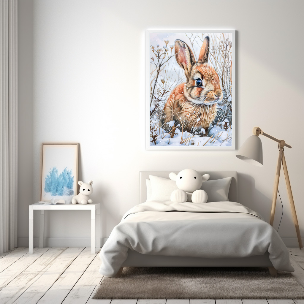 Poster: Little Hare in Snowy Field
