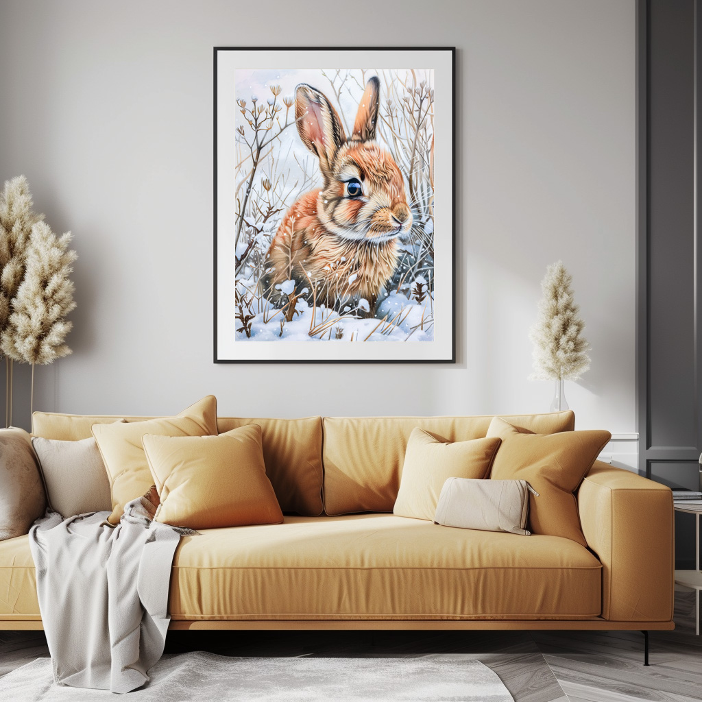 Poster: Little Hare in Snowy Field - Imagen 2