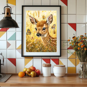 Poster: Little Deer in Insect-Rich Meadow