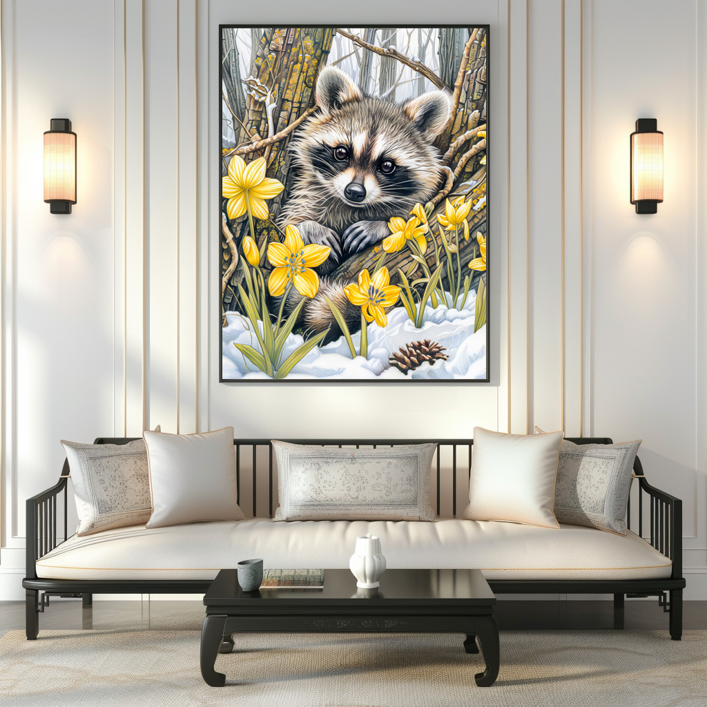 Poster: Little Raccoon Among Spring Oaks - immagine 2