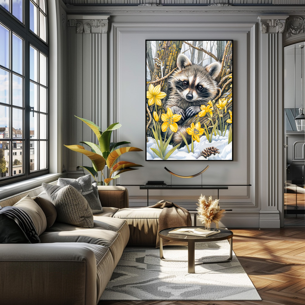 Poster: Little Raccoon Among Spring Oaks