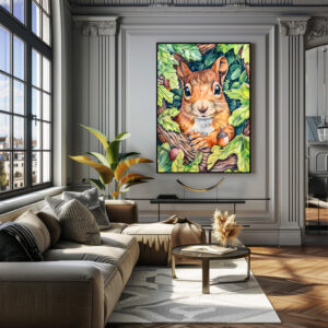 Poster: Little Squirrel in Oak Tree