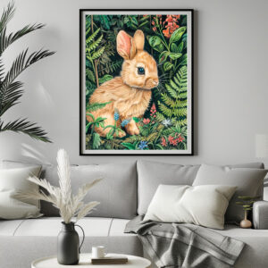 Poster: Hare Among Forest Ferns