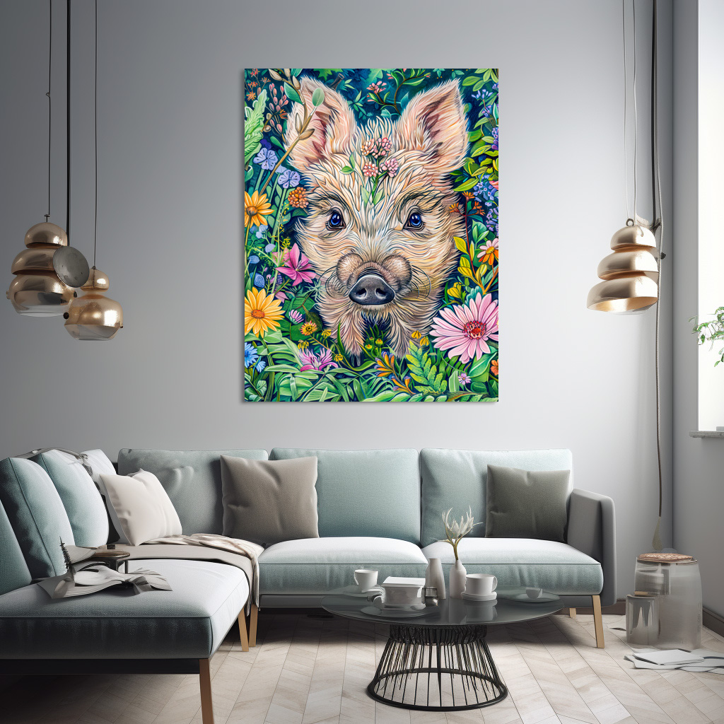 Poster: Little Wild Boar in Flower Meadow - immagine 2