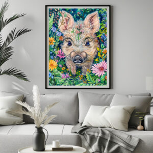 Poster: Little Wild Boar in Flower Meadow