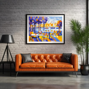 Poster: Cubist Outdoor Café with Tables