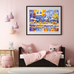 Poster: Cubist Street Café with Arches
