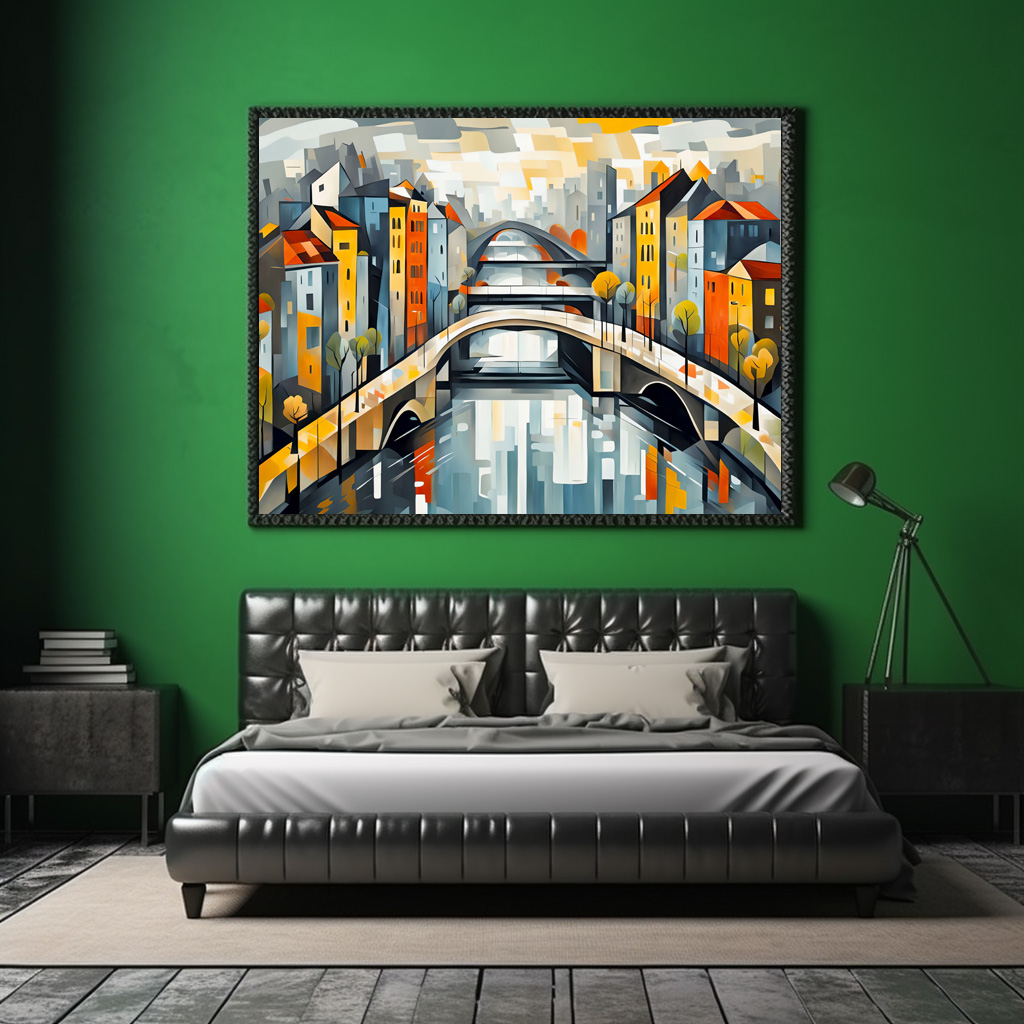Poster: Cubist view over City with Canal Bridges – Bild 2