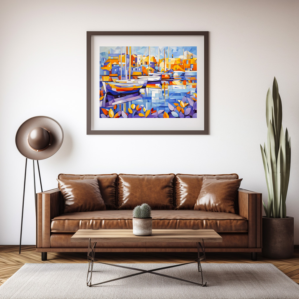 Poster: Cubist Marina with Boats and Reflections - Imagen 3
