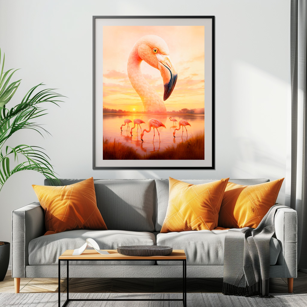 Poster: Double Exposure Portrait of Pink Flamingo - Image 2
