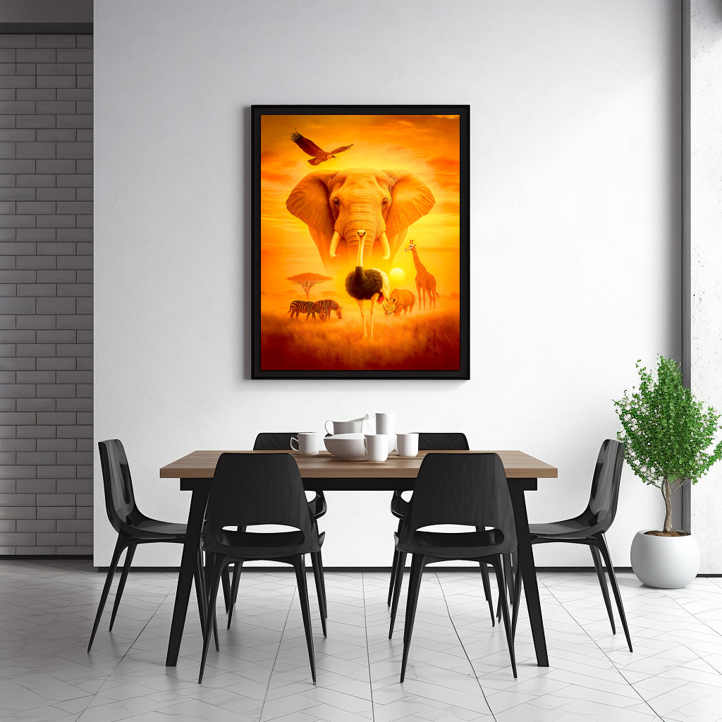 Poster: African Wildlife Group Scene in Double Exposure – Bild 2