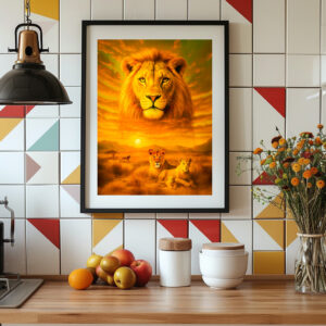Poster: Double Exposure Portrait of African Lion