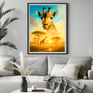 Poster: Double Exposure Portrait of African Giraffe