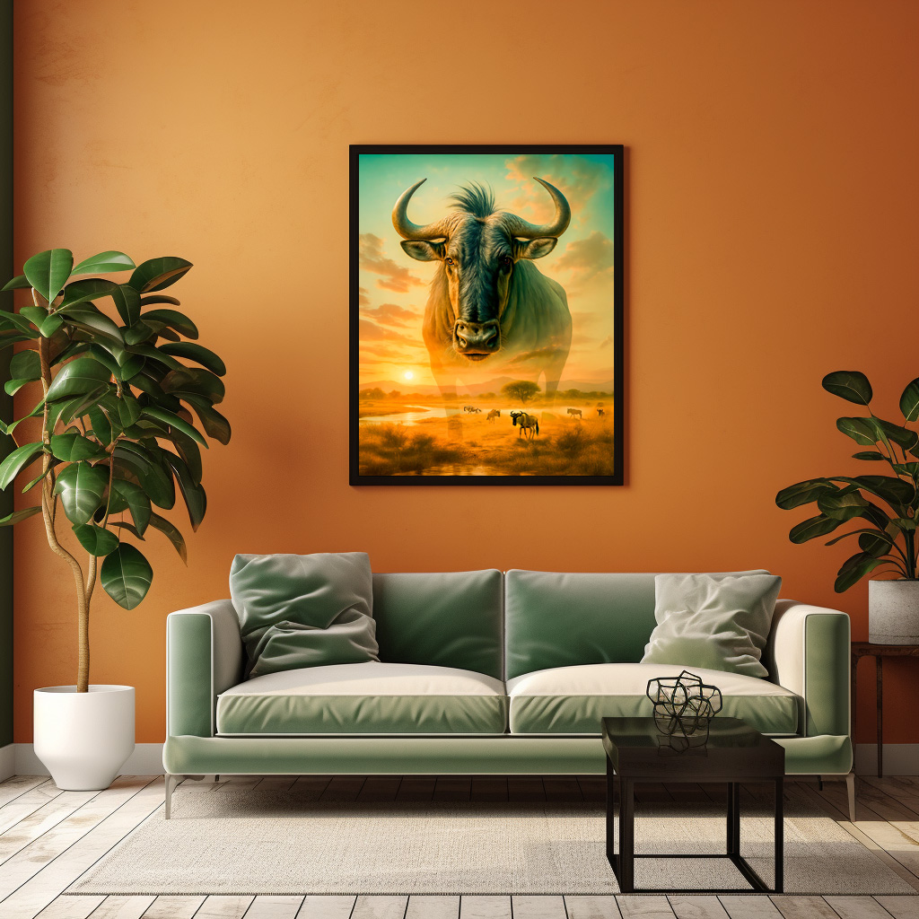 Poster: Double Exposure Portrait of Wildebeest