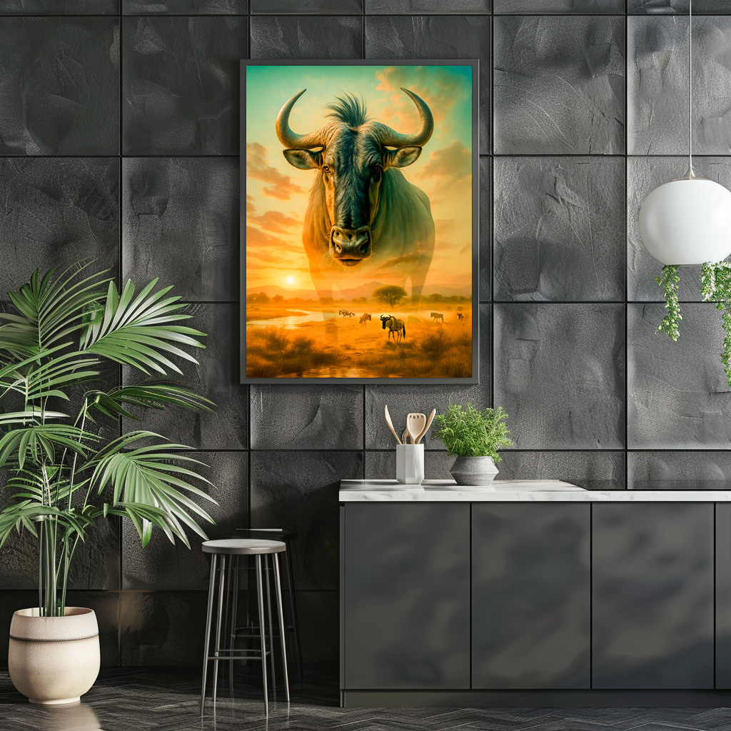 Poster: Double Exposure Portrait of Wildebeest – Bild 3