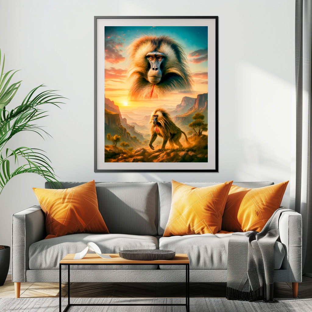 Poster: Double Exposure Portrait of Gelada Baboon - Imagen 2