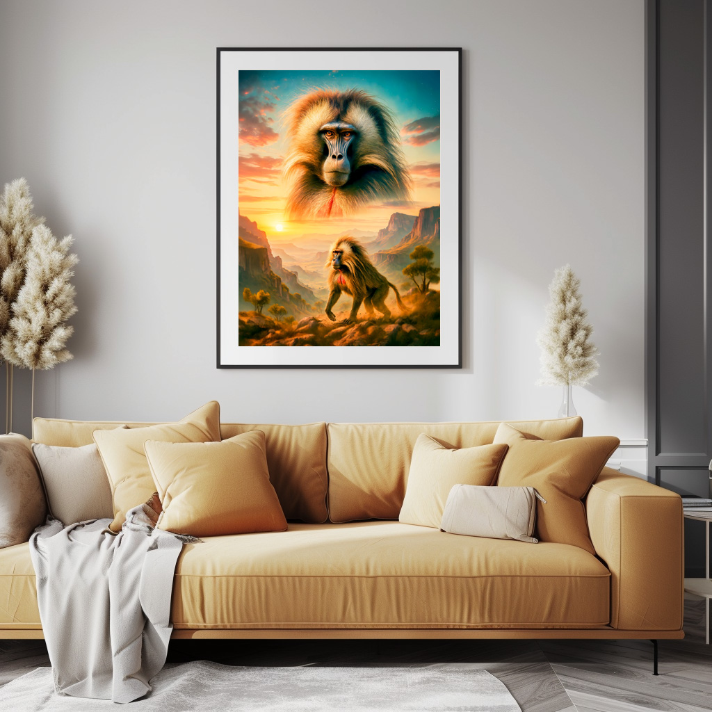 Poster: Double Exposure Portrait of Gelada Baboon - Imagen 3