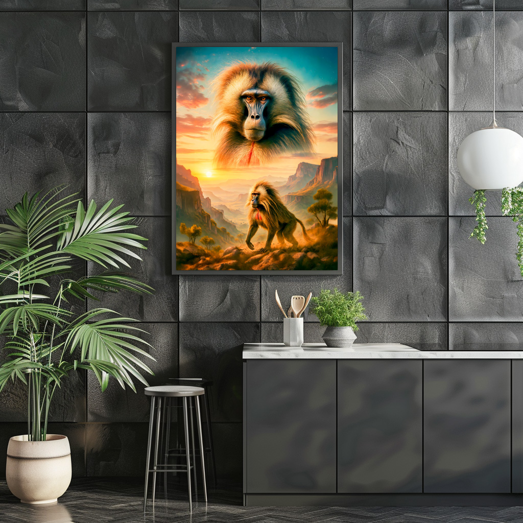 Poster: Double Exposure Portrait of Gelada Baboon
