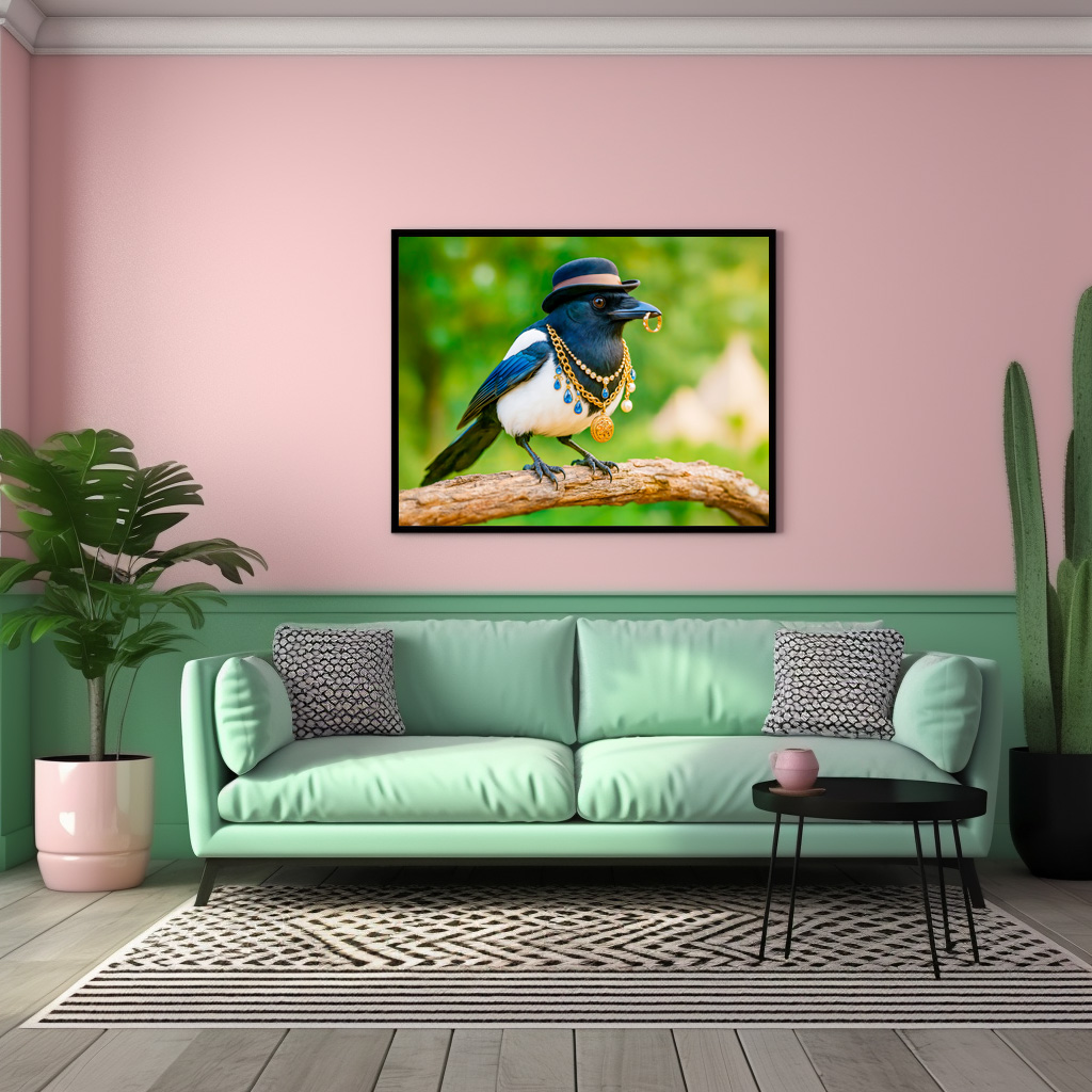 Poster: Magpie Covered in Jewelry and Gems – Bild 3
