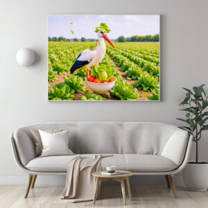 Poster: Stork Standing Awkwardly in Salad Patch