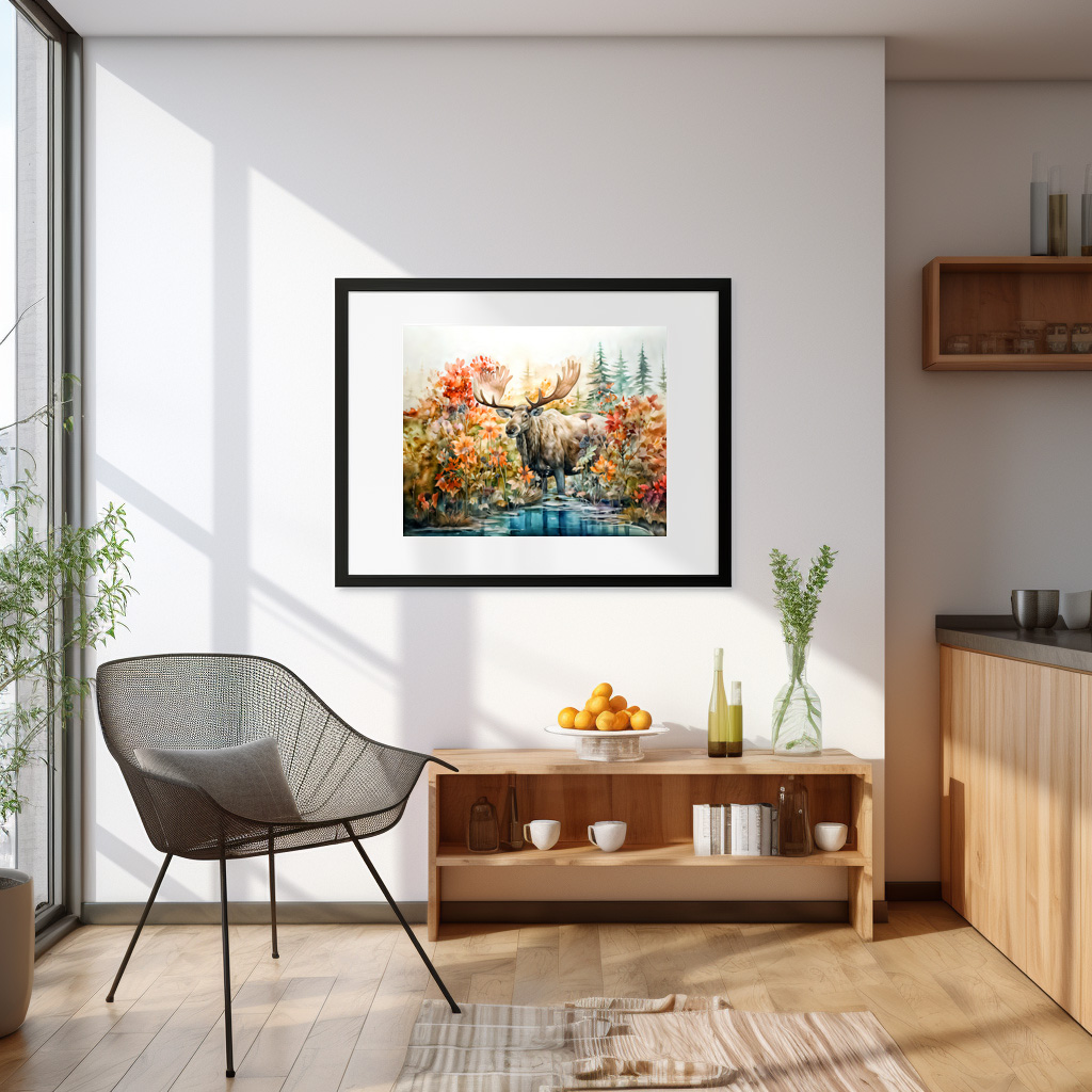 Poster: Moose standing in pond among plants - immagine 2