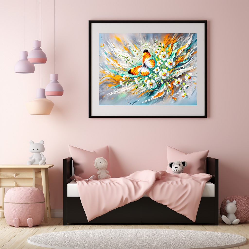 Poster: Orange Tip Butterfly with Daffodils in Oil Painting - immagine 3