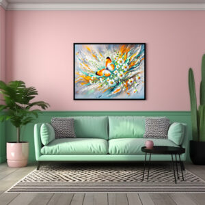 Poster: Orange Tip Butterfly with Daffodils in Oil Painting