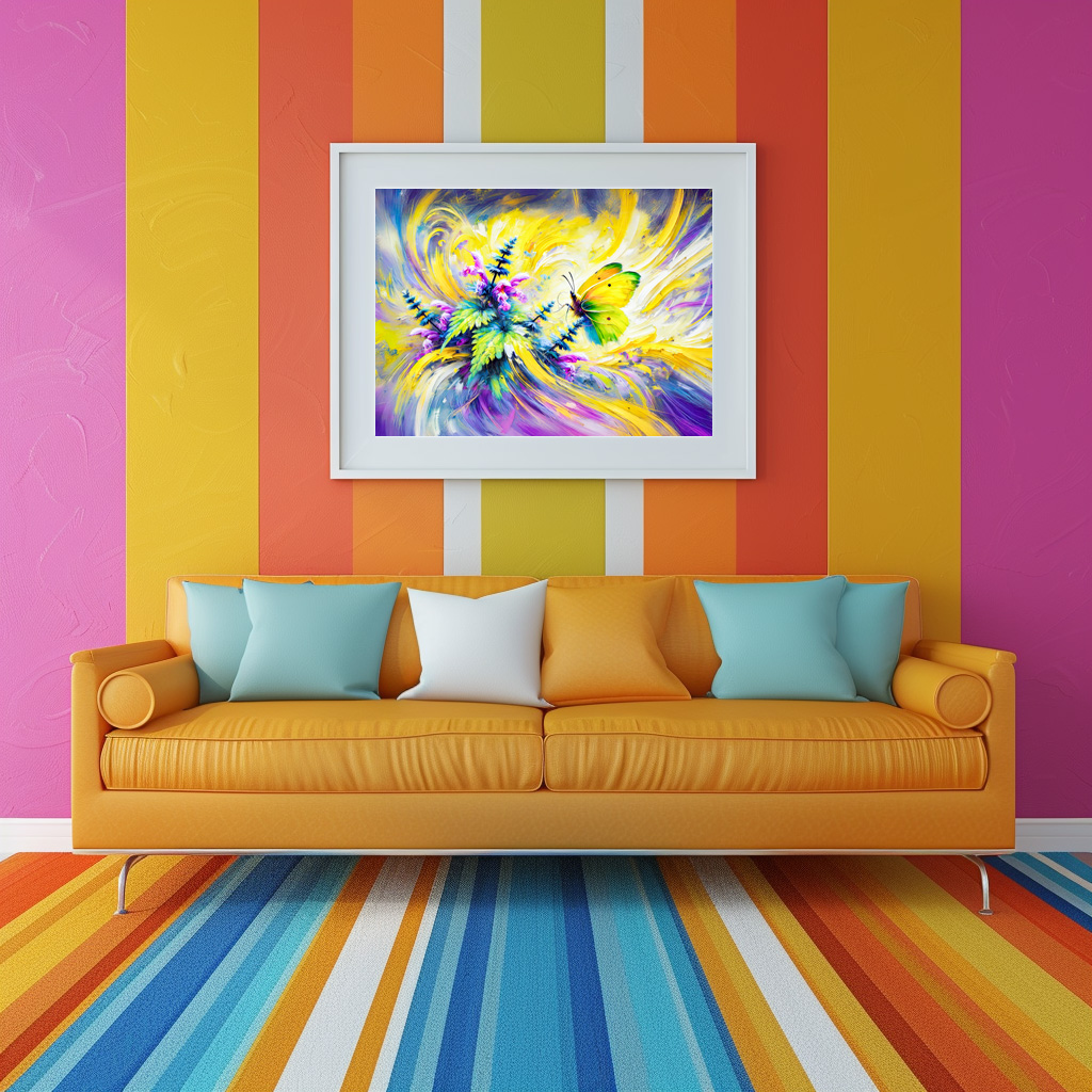 Poster: Brimstone Butterfly with Dead Nettle Flowers in Oil Painting – Image 2