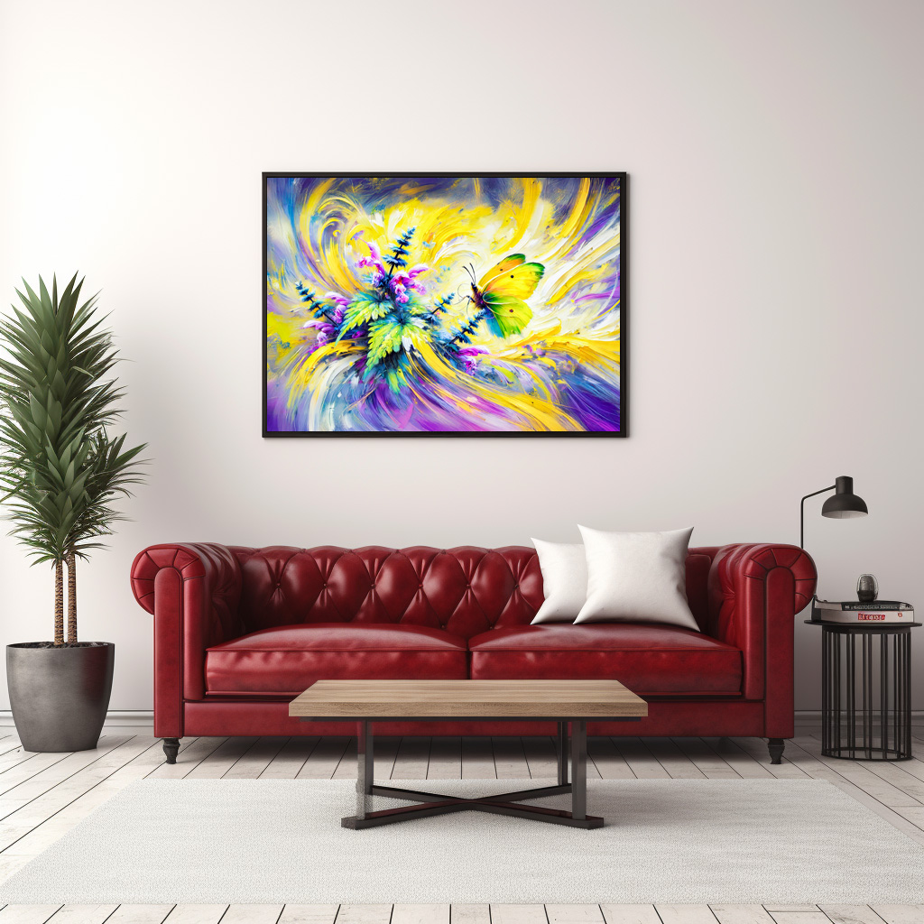 Poster: Brimstone Butterfly with Dead Nettle Flowers in Oil Painting – Image 3