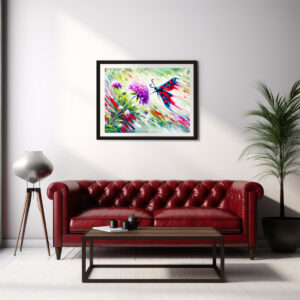 Poster: Six-Spot Burnet Moth on Scabious in Oil Painting