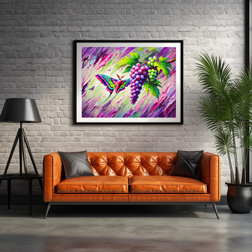 Poster: Wine Hawk-Moth Among Grapes in Oil Paintings - immagine 2